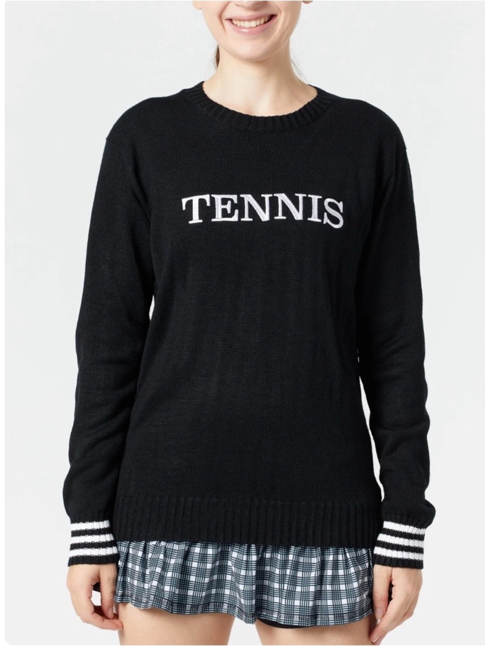 The Bubble Tennis Sweater Preppy Luxury Varsity Knit Gray Crewneck Size S
